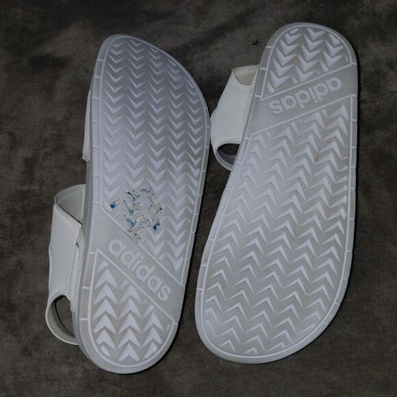 Adidas Adilette Strappy Sandal Womens Size 10 White Champagne Adjustable Slide - Picture 12 of 14
